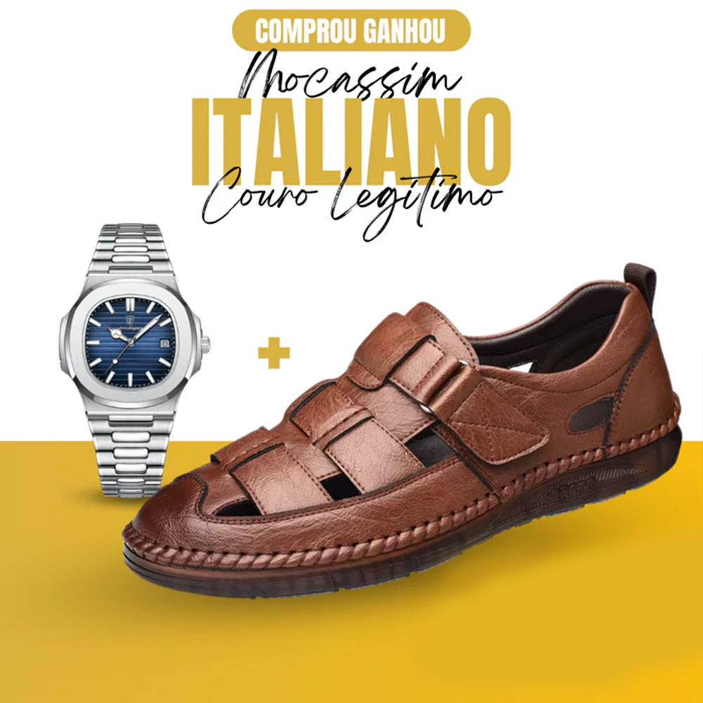 [PROMOÇÃO EXCLUSIVA]  Mocassim Ortopédico Italiano de Couro Legitimo + Brinde Exclusivo