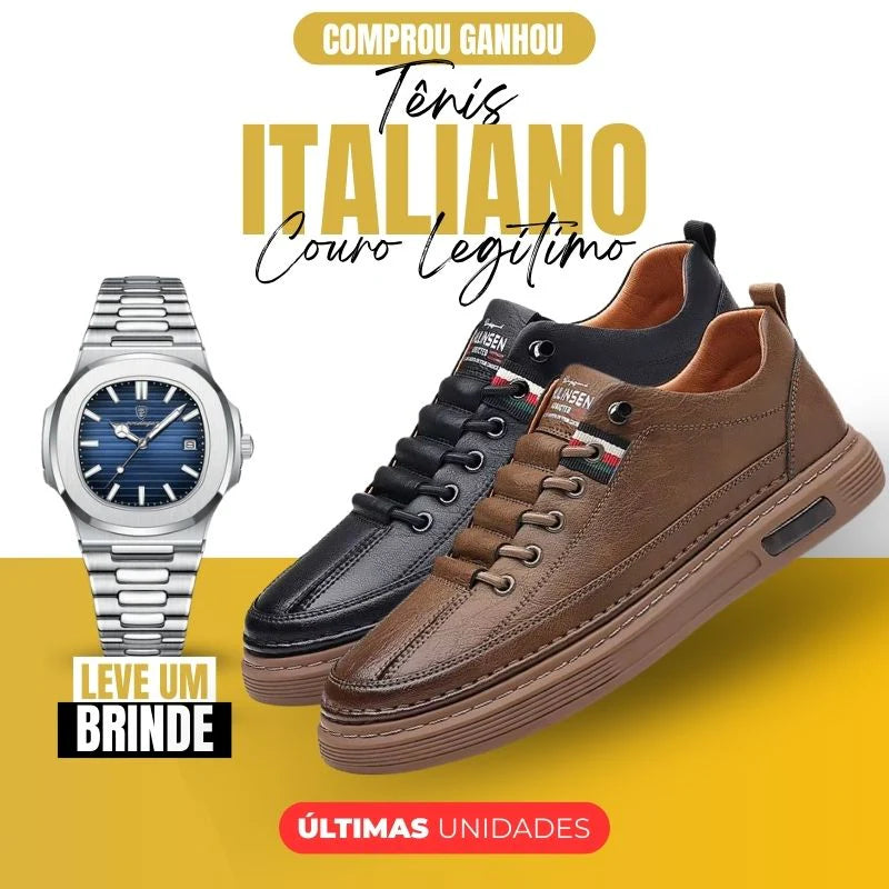 [PROMOÇÃO EXCLUSIVA]  Tênis Ortopédico Italiano de Couro Legitimo + Brinde Exclusivo